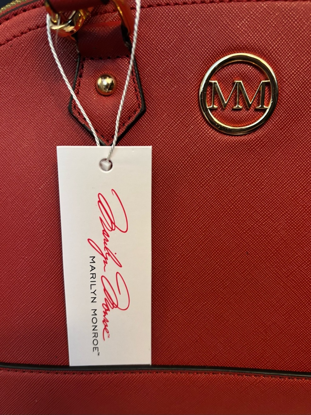Marilyn Monroe Red Dome Satchel with Gold Hardware - Picture 4 of 5